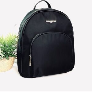 Karl Lagerfeld Elegant Black Backpack with Silver Details